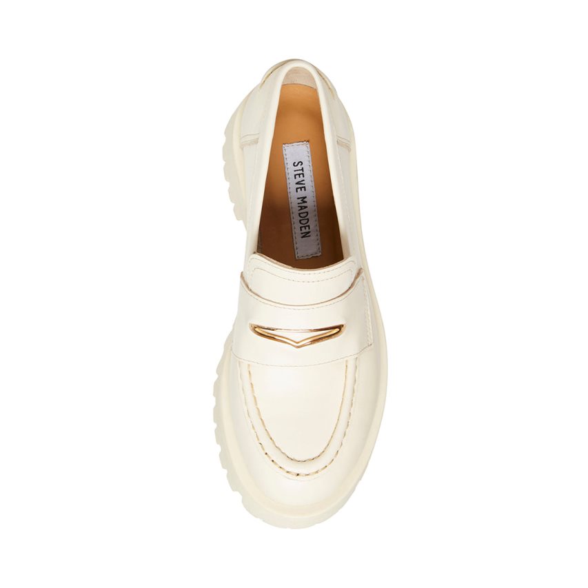 Loafers Steve Madden Lawrence Cuero Mujer Blancas | ES OP8E21